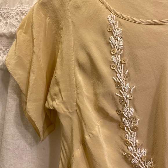 Anthropologie Burning Torch silk flutter sleeve top - Picture 2 of 10